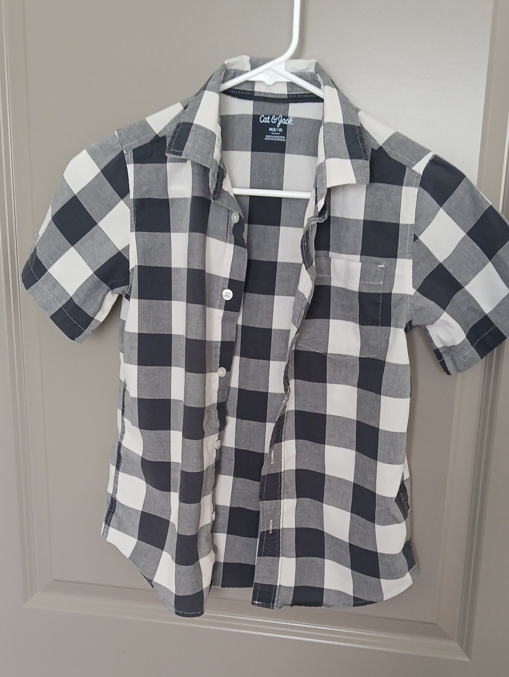 Cat & Jack Black and White Check Short-Sleeve Button-Down
